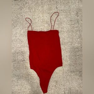 Spaghetti strap red bodysuit